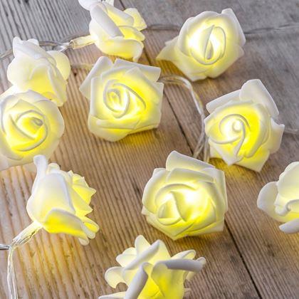 Obrázek z LED světelný řetěz na baterie s růžičkami – 20 květů
