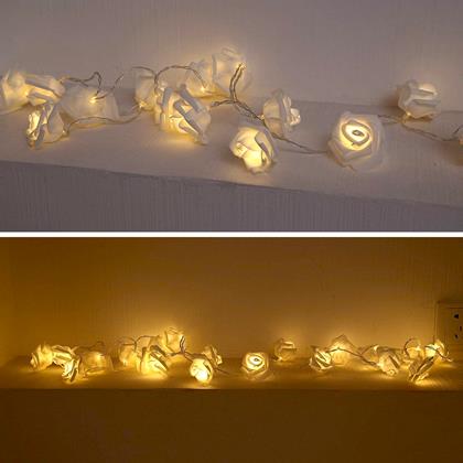 Obrázek z LED světelný řetěz na baterie s růžičkami – 20 květů