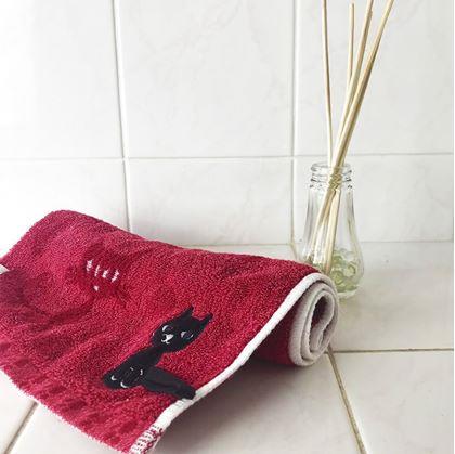 Obrázek z Ručník s kočkou 50x25 cm - červený