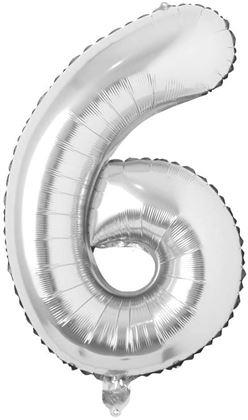 Obrázek z Maxi balónek 100 cm stříbrné číslo - 6