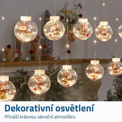 Obrázek z Vánoční 3m svítící řetěz s baňkami - stromeček