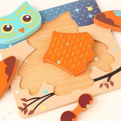Obrázek z Dřevěné puzzle pro nejmenší - sova