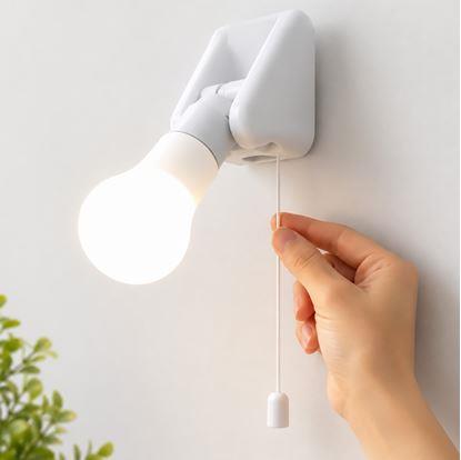 Obrázek Nástěnná LED lampička k posteli se šňůrkovým vypínačem