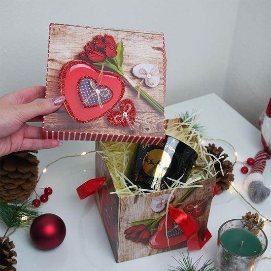Obrázek z Dárková krabička 15 cm - srdce s růží