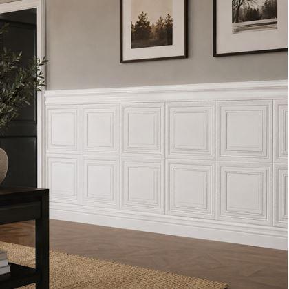 Obrázek z 3D kazetový obklad na zeď, 70x70 cm - bílý