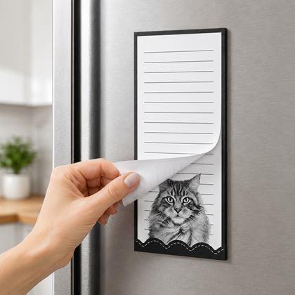Obrázek z Magnetický bloček na lednici - kočka, 50 listů