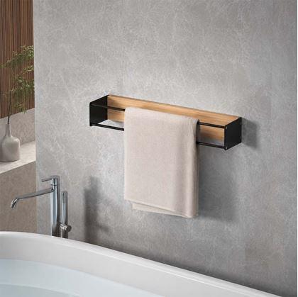 Obrázek z Nástěnný držák na ručníky dřevo/kov 40 cm