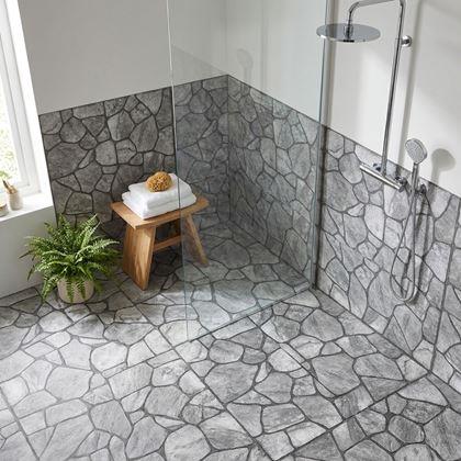 Obrázek z Samolepicí obklad s kamenným vzorem 30x30 cm 10 ks - světle šedá