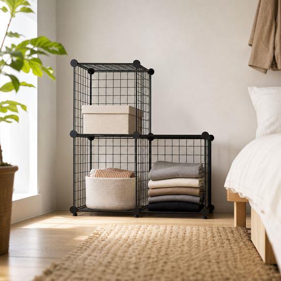 Obrázek z Modulární policový regál – 3 boxy, černý